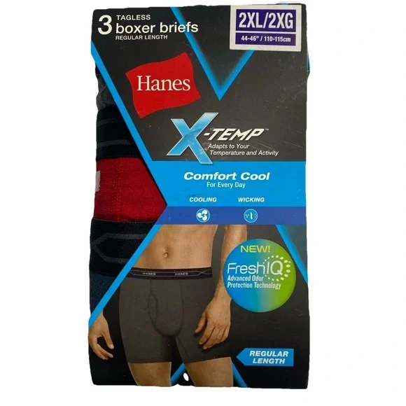 Hanes 3 Pack Men’s Comfort Cool Tag less Boxer Briefs Regular Length 2XL - Picture 1 of 3
